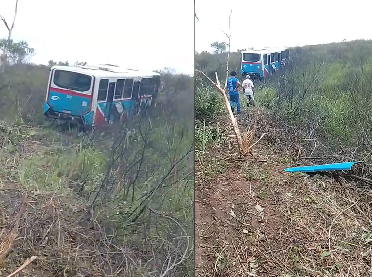 Ônibus sai da pista e deixa feridos em Aracruz; motorista pode ter sofrido mal súbito