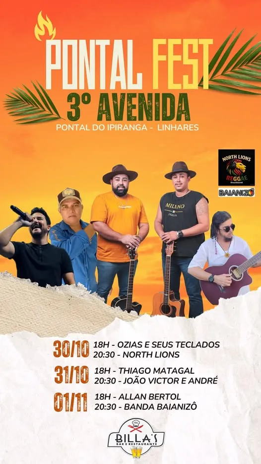 Pontal Fest: balneário em Linhares terá maratona com seis shows gratuitos neste fim de semana prolongado
