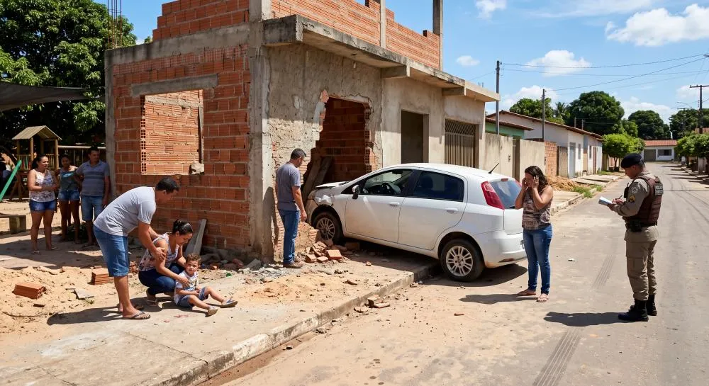 Criança é atropelada em Sooretama e motorista invade construção após se assustar com o acidente